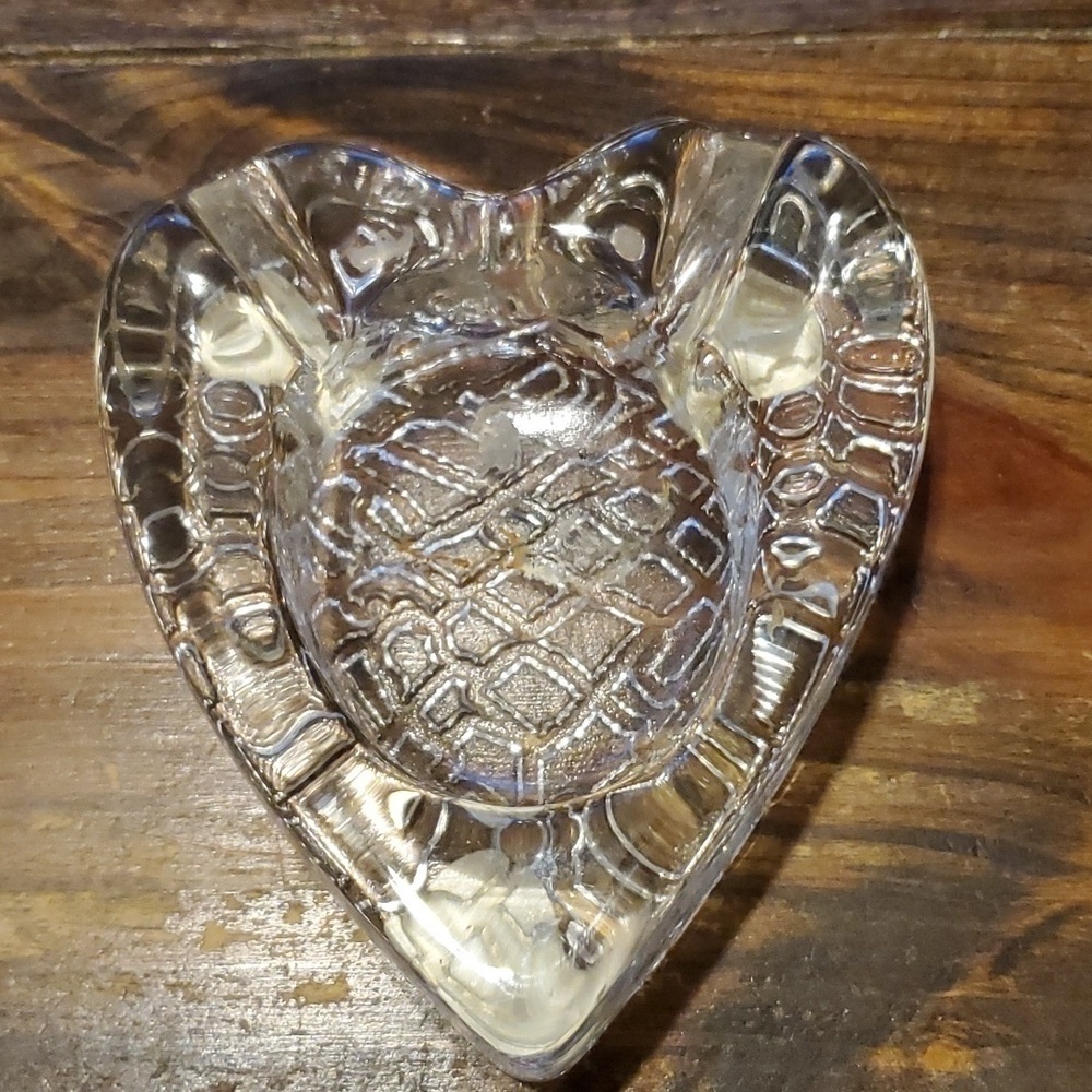 Vintage Glass Heart Shaped Ashtray